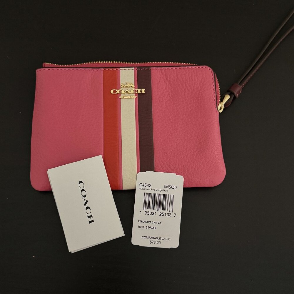 Coach Pink and Red Wristlet